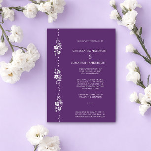 Anúncio Casamento Moderno Minimalista Floral Branco Roxo E