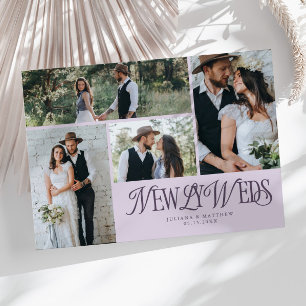 Anúncio Casamento Multifotográfico de recém-casados roxos