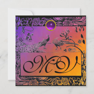 Anúncio CASAMENTO PÁSSAROS DE AMOR MONOGRAMA preto amarelo
