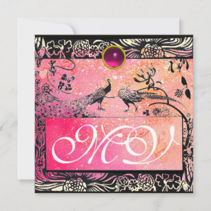 Anúncio CASAMENTO PÁSSAROS DE AMOR MONOGRAMA preto amarelo