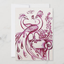 Anúncio CASAMENTO PÁSSAROS DE AMOR MONOGRAMA Vermelho Rosa