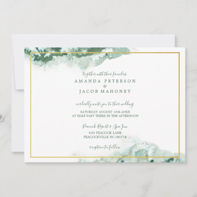 Anúncio Casamento Quadro Dourado com Efeito Ombre de Mármo (Frente)