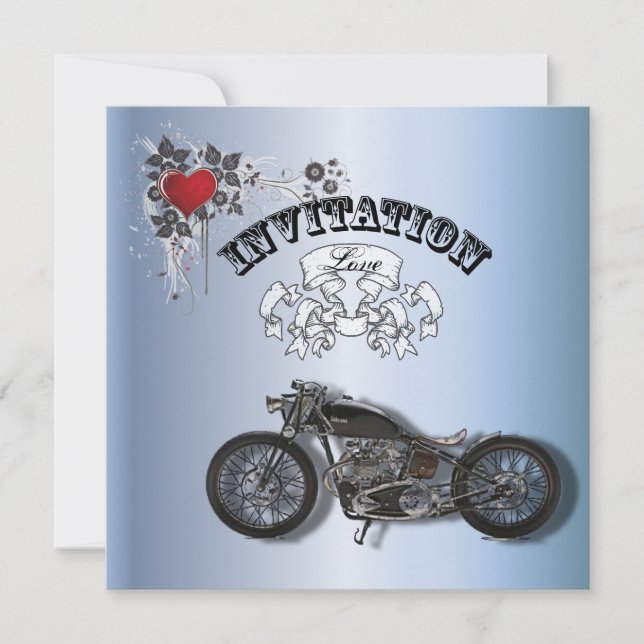 Anúncio Casamento Rústico Grunge de Motociclista (Frente)