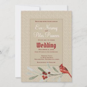 Anúncio Casamento Simples de Inverno com Cardinal e Verdes