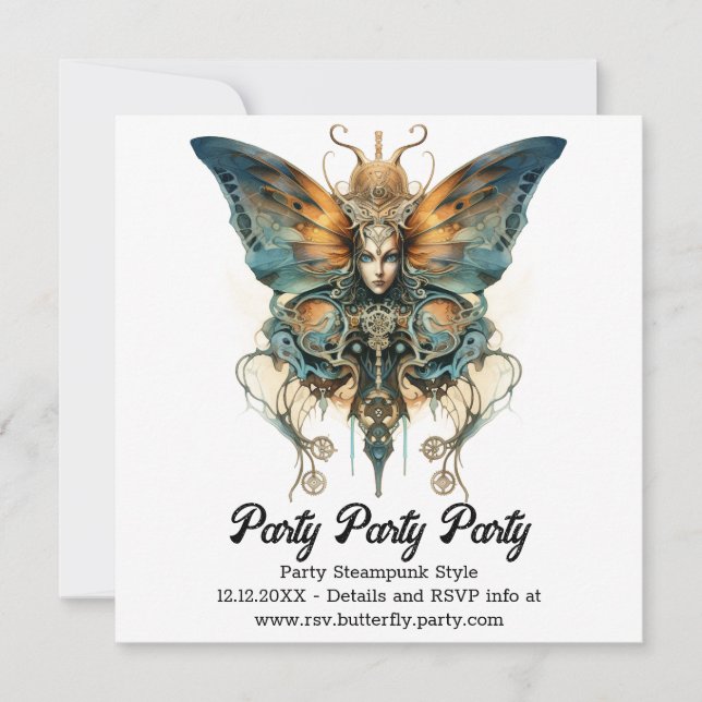 Anúncio Casamento Steamwhirl Fritillary Butterfly Steampun (Frente)
