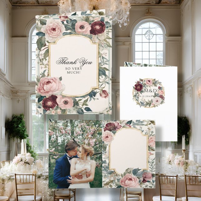 Anúncio Casamento Vitoriano Floral Elegante, Rosa e Dourad (Criador carregado)