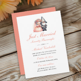 Anúncio Casamento Whimsical Gnome Orange Recem casados
