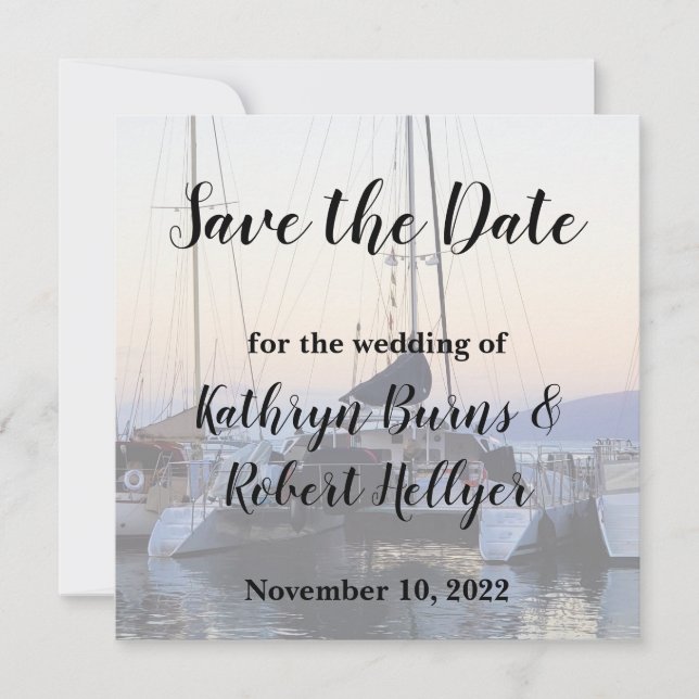 Anúncio Catamarã no Porto de Lahaina Casamento Save the Da (Frente)