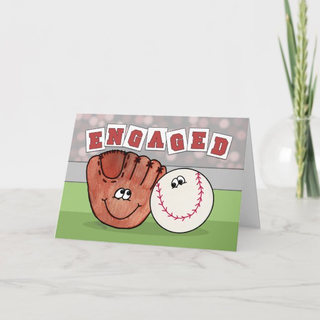 Anúncio Catcher’s Mitt and Baseball ENGAGEMENT Annoucement (Frente)