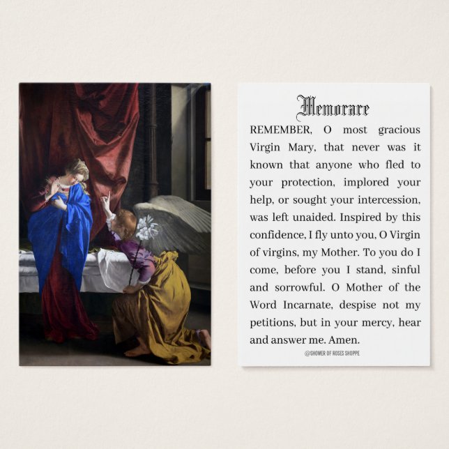 Anúncio Católico de Mary Memare Prayer (Frente & Verso)