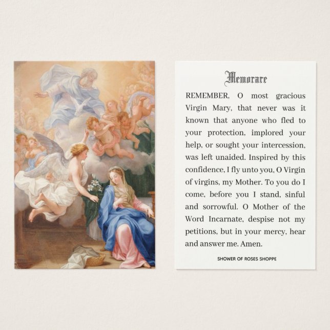 Anúncio Católico de Mary Memare Prayer (Frente & Verso)