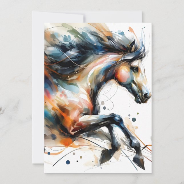 Anúncio Cavalo a Correr em Aquarela Abstrata (Frente)
