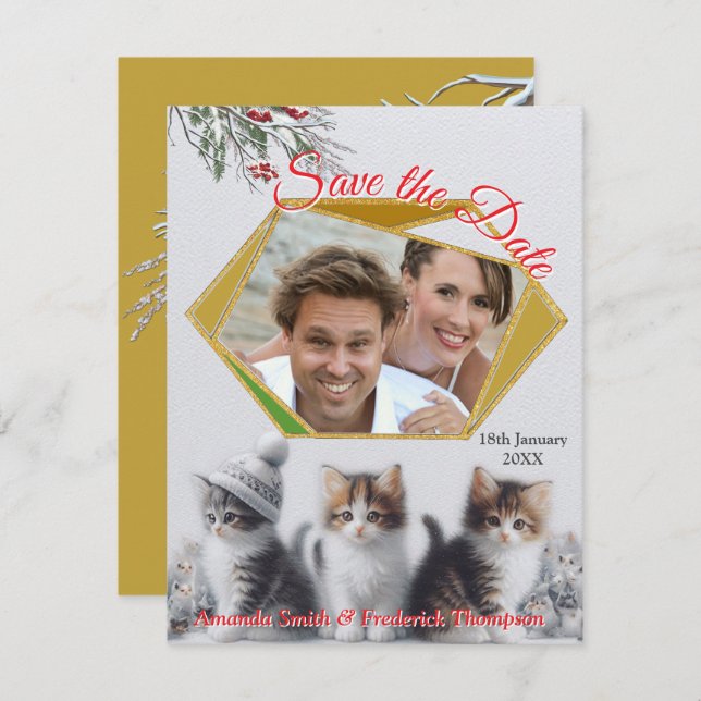 Anúncio Celebrações de inverno na neve, com Kittens (Frente/Verso)