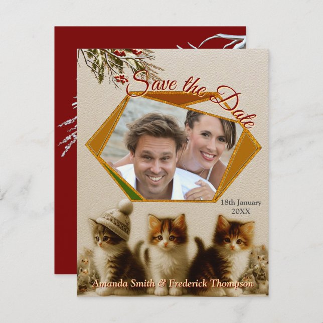 Anúncio Celebrações de inverno na neve, com Kittens (Frente/Verso)