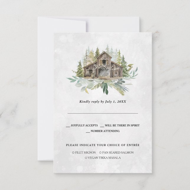 Anúncio Celeiro Elegante | RSVP Casamento Aquarela (Frente)