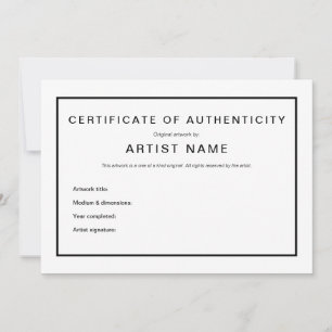 Anúncio Certificado de Autenticidade Moderno para Arte