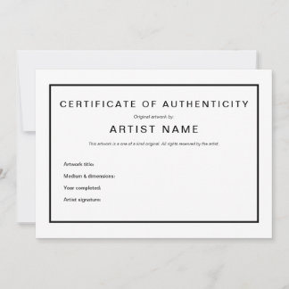 Anúncio Certificado de Autenticidade Moderno para Arte