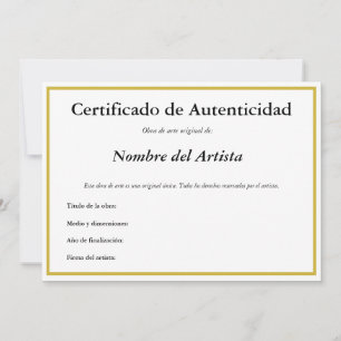 Anúncio Certificado de Autenticidade para Arte em Espanha