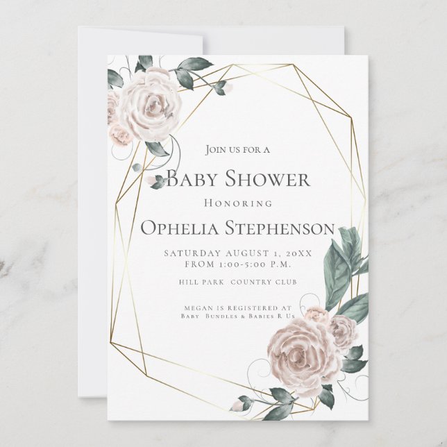 Anúncio Chá de Bebê | Água com pó Rosa floral (Frente)