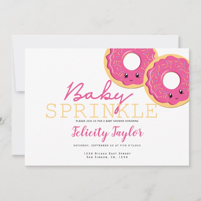 Anúncio Chá de Bebê de Gêmeas Meninas com Cobertura de Don (Frente)