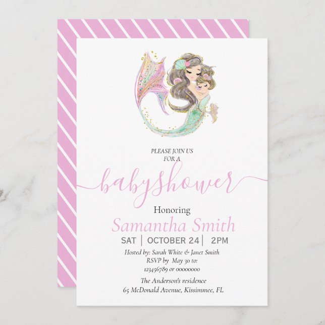 Anúncio Chá de fraldas de sereia debaixo do mar (Frente/Verso)