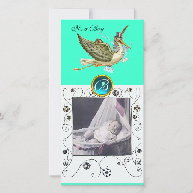 Anúncio CHÁ DE FRALDAS DE STORLS MONOGRAM aquamarine (Frente)