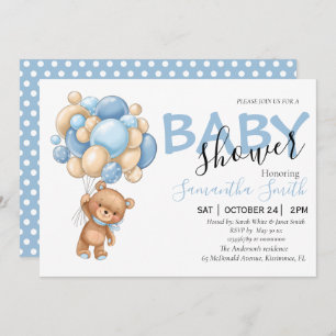 Anúncio Chá de fraldas de Teddy Bear Blue Balloon Boy