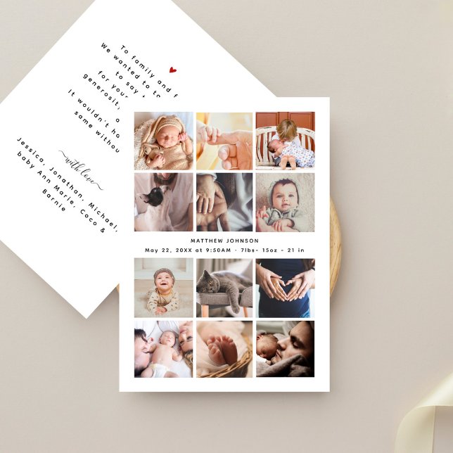 Anúncio Chá de fraldas Obrigado Colagem de Fotos Minimalis (Criador carregado)