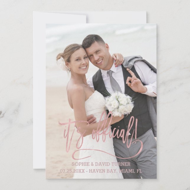 Anúncio Charm Rosa Dourado Calliografia É Casamento Oficia (Frente)