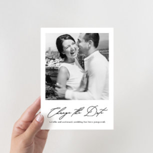 Anúncio Chic Adiamento de Casamento com Foto da Nova Data