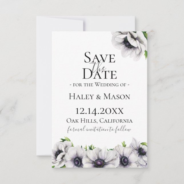 Anúncio Chic Anemone Floral Save The Date (Frente)