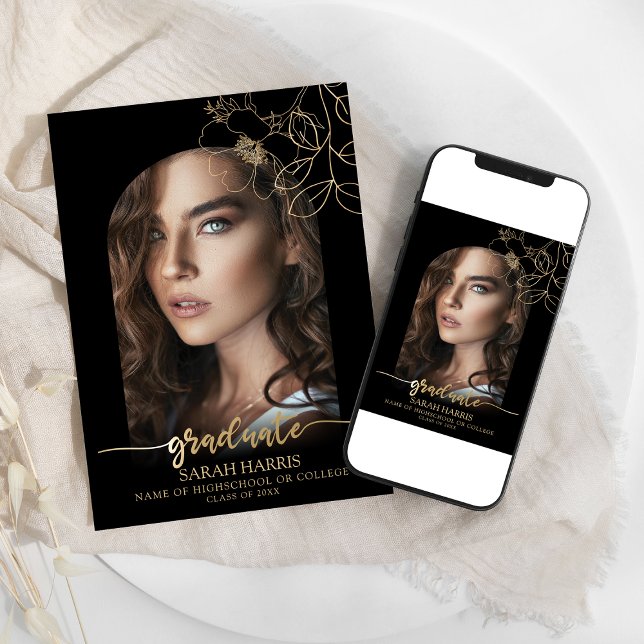 Anúncio Chic Black E Dourado | Formatação de fotos em arco (Criador carregado)