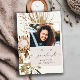 Anúncio Chic Boho Protea Seca Palm Graduação De Foto Flora