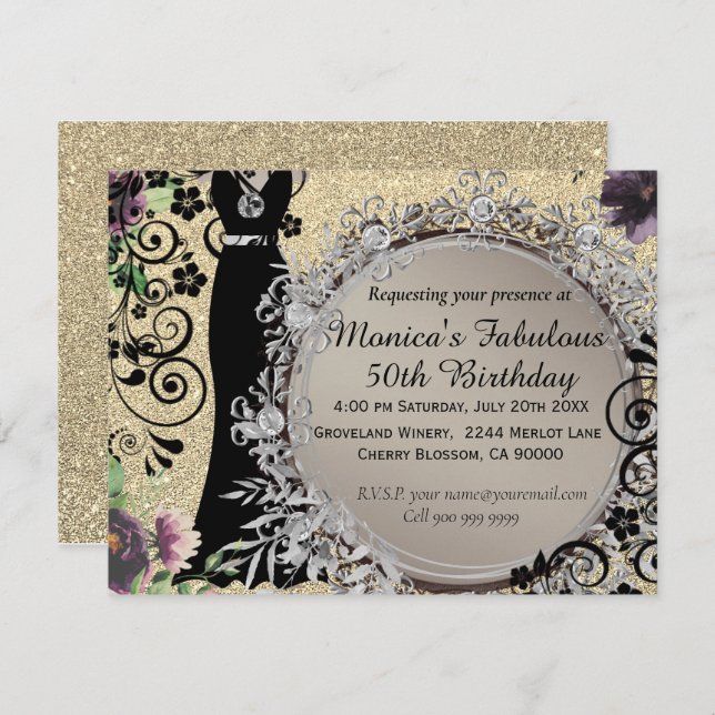 Anúncio Chic Elegant Fabuloso 50º aniversário (Frente/Verso)