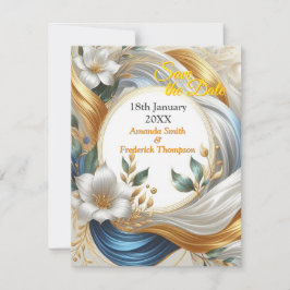 Anúncio Chic Elegant Swirls in Dourado, Silver, Blue, Yell