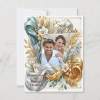 Chic Elegant Swirls in Dourado, Silver, Blue, Yell