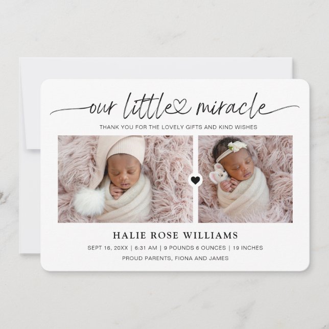Anúncio Chic Our Little Miracle Photo Collage Birth (Frente)