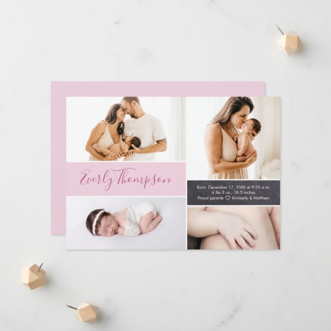 Anúncio Chic Pink Nome personalizado e colagem de fotos da (Frente/Verso In Situ)