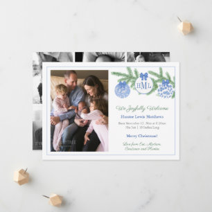 Anúncio Chinoiserie Monograma Natal Bebê Nascimento