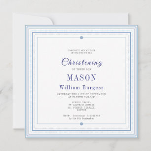 Anúncio Christening Baptism Simple Script Blue Modern