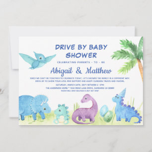 Anúncio Chuveiro de Bebê Dinosaur Drive By Fofa