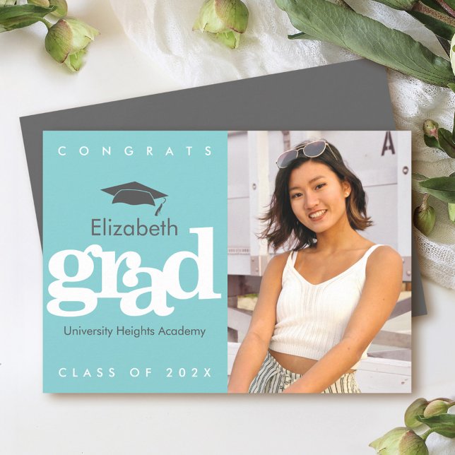 Anúncio Cinza de fotografia da turquesa boné ousada modern (Criador carregado)