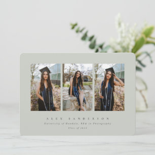 Anúncio Cinza Elegante Mínima - Graduação de Foto Tripl