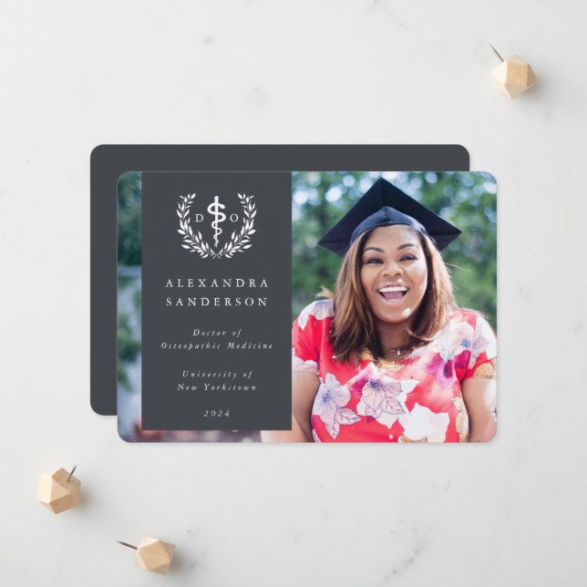 Anúncio Cinza+White Doctor of Osteopatia Medicine Foto (Frente/Verso In Situ)