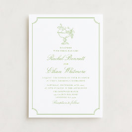 Anúncio Citrus Green Elegant Frame Wedding Invitation