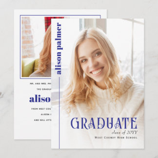 Anúncio Class of 2026 GRADUATE minimalist blue photo