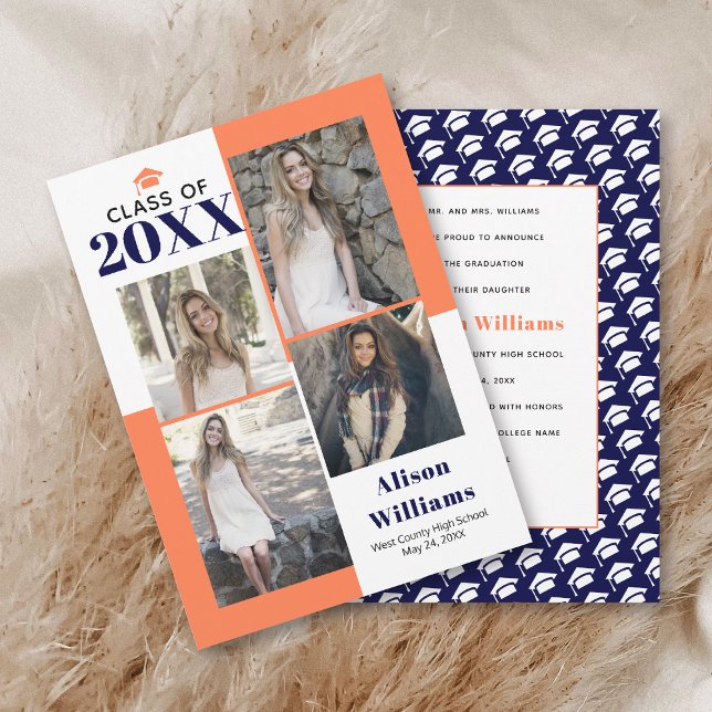 Anúncio Classe de 2023: graduação em marinho de coral com  (Criador carregado)