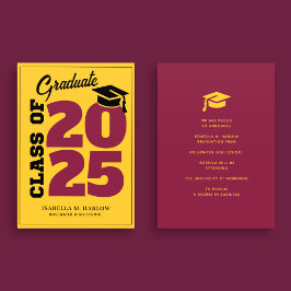 Anúncio Classe de 2025 Graduação Dourada Maroon