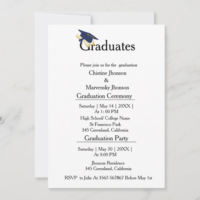 Anúncio Classe de cerimônia de formatura de Siblings De 20 (Frente)