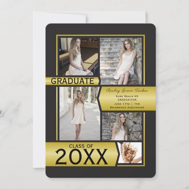 Anúncio Classe de Colagem de Fotos Dourada de qualquer Gra (Frente)